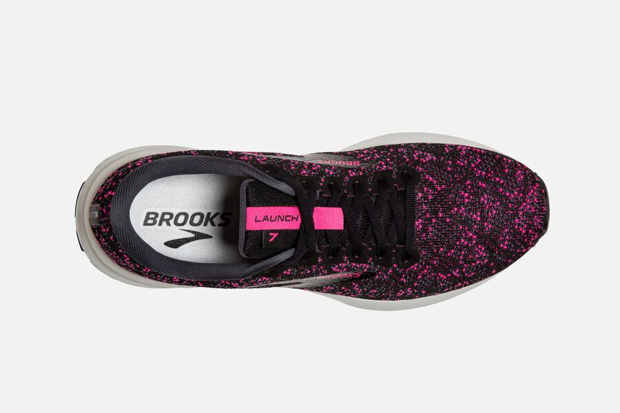 Brooks Running Shoes - Launch 7 Road Womens - Black/Red - YRQ-035641